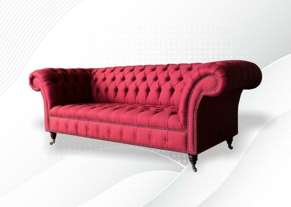 Three Seater Design Upholstery Textile Sofa 3 Piece Furniture Chesterfield Luxury Red Couches