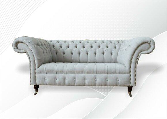 Chesterfield 2 Seater Living Room Couch Sofa Upholstery Textile Fabric Set New