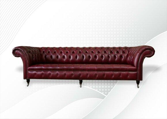 Red Big Sofa Couch Chesterfield 265cm XXL Upholstery Sofas 4pcs Leather Textile New