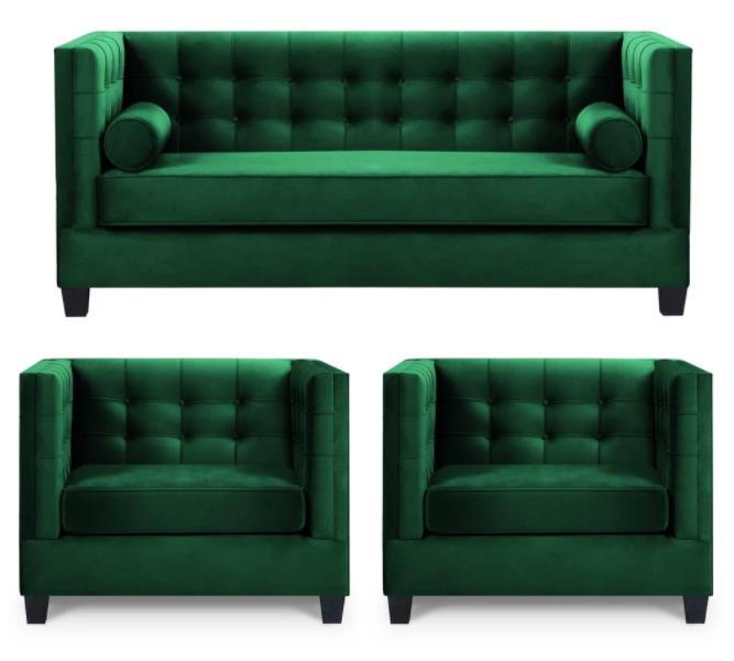 Sofa Set Couch Velvet Upholstery couches complete set sets living room green