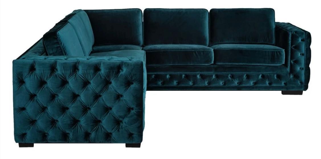 Green Corner Sofa Living Couch Corner Set Upholstery Furniture Design Chesterfield