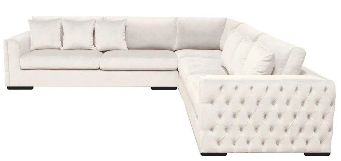 Corner sofa cream corner set upholstery velvet fabric furniture design living landscape couch