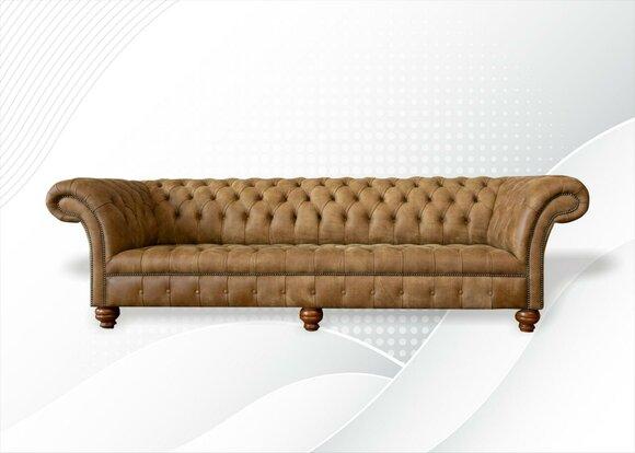 Chesterfield 4 Seater Light Brown Modern Design Couches Leather Sofa Creative Furniture