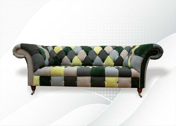 Chesterfield 3 Seater Multicoloured Living Room Design Couches Sofa Designer Furniture