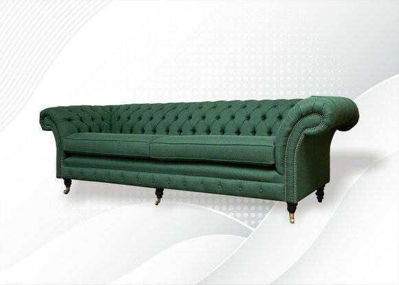 Chesterfield 4 Seater Dark Green Living Room Design Couches Sofa Big Furniture Fabric