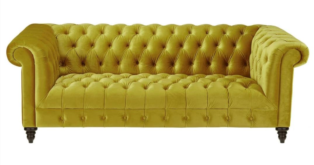 Yellow Three Seater Chesterfield Modern Design Couches Fabric Sofa New Original Furniture