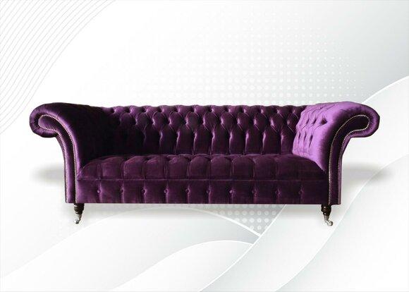 Chesterfield 3Seater Purple Fabric Design Couches Upholstery Sofa Sofas New Textile