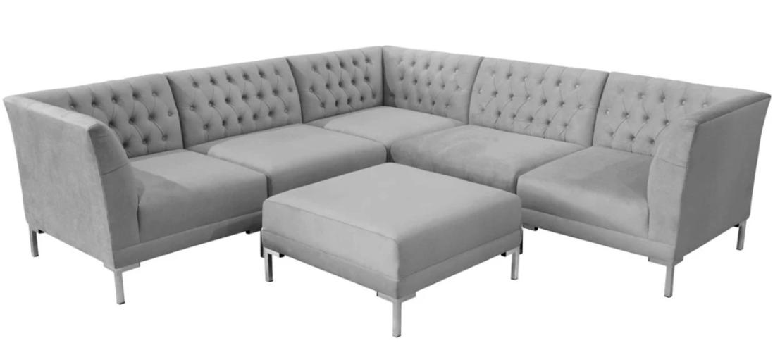 Grey Chesterfield Sofas Luxury Furniture New Corner Sofa Stool Grey Big Textile Fabric