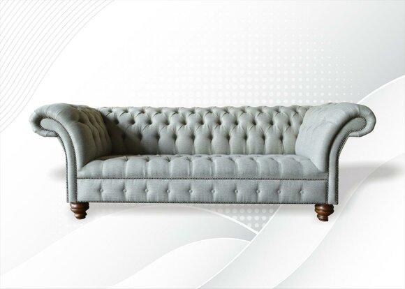 Chesterfield 3Seater Living Room Modern Light Grey Couches Sofa New Creative Fabric