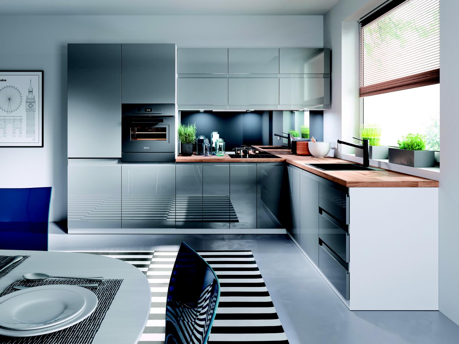 Modern Kitchen L Line Kitchen Cabinet Design Furniture Made to Measure Kitchen Unit Grey