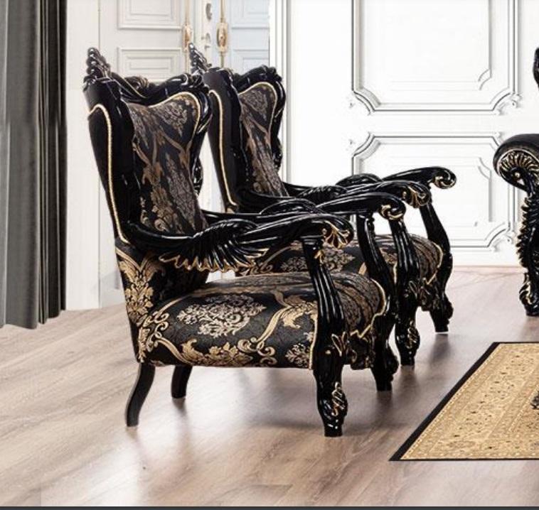 Armchair Wing Chair Luxury Fabric Seat Seater Design Upholstery Baroque Textile Furniture