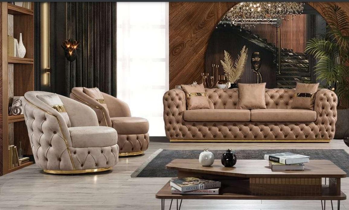 Luxury Chesterfield Sofa Set 3+1+1 Seater Set Sofa Armchair Sofas Leather