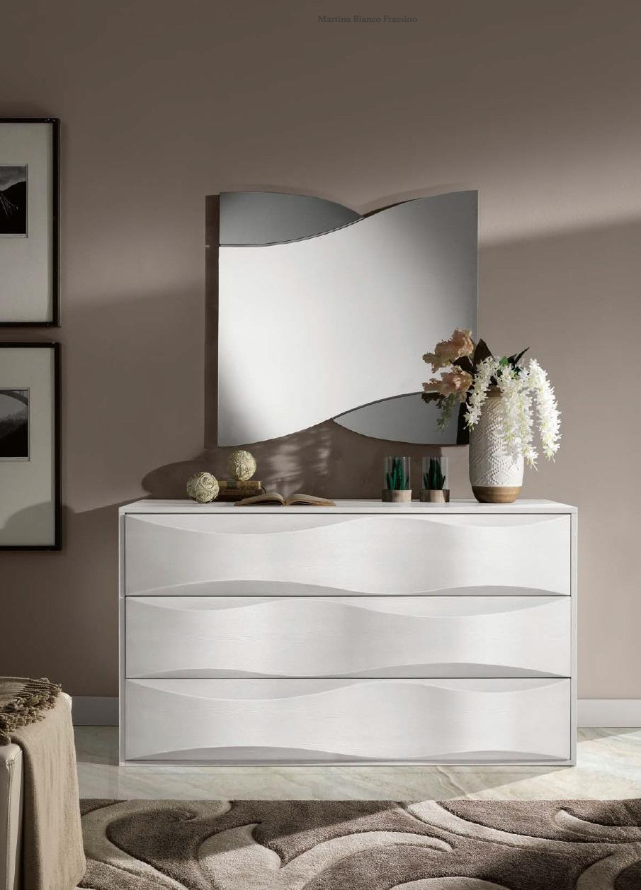 Luxury Set Chest of Drawers with Mirror Console Set Wood Modern Design White