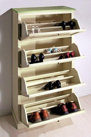 Shoe cabinet 4 compartment chest of drawers solid wood furniture shoe tipper shoe rack shelf new