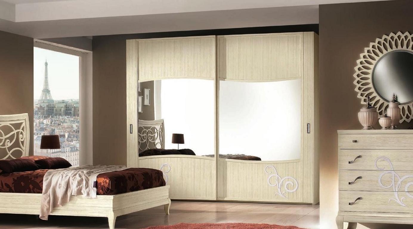 Wardrobe with Sliding Doors Bedroom Cupboard Wall Cabinets White Mirror