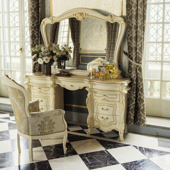 Make-up table + armchair make-up table cosmetic table mirror chest of drawers tables 3-part