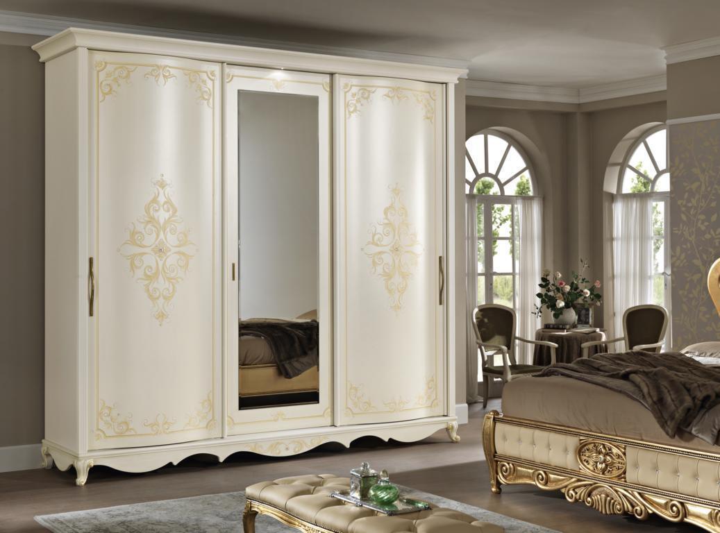 Bedroom furniture wardrobe with mirror coupe solid wood design Italy New