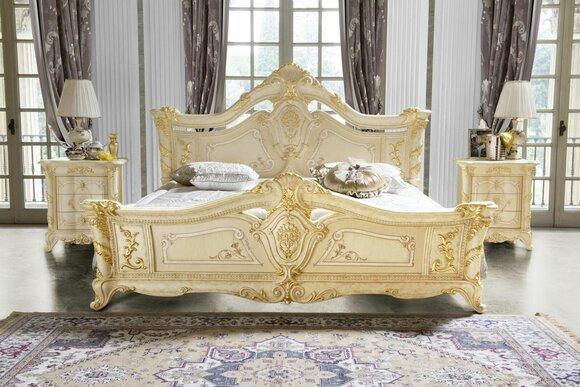 Bedroom set design art deco luxury beds furniture new bed bedside table 3 pieces.