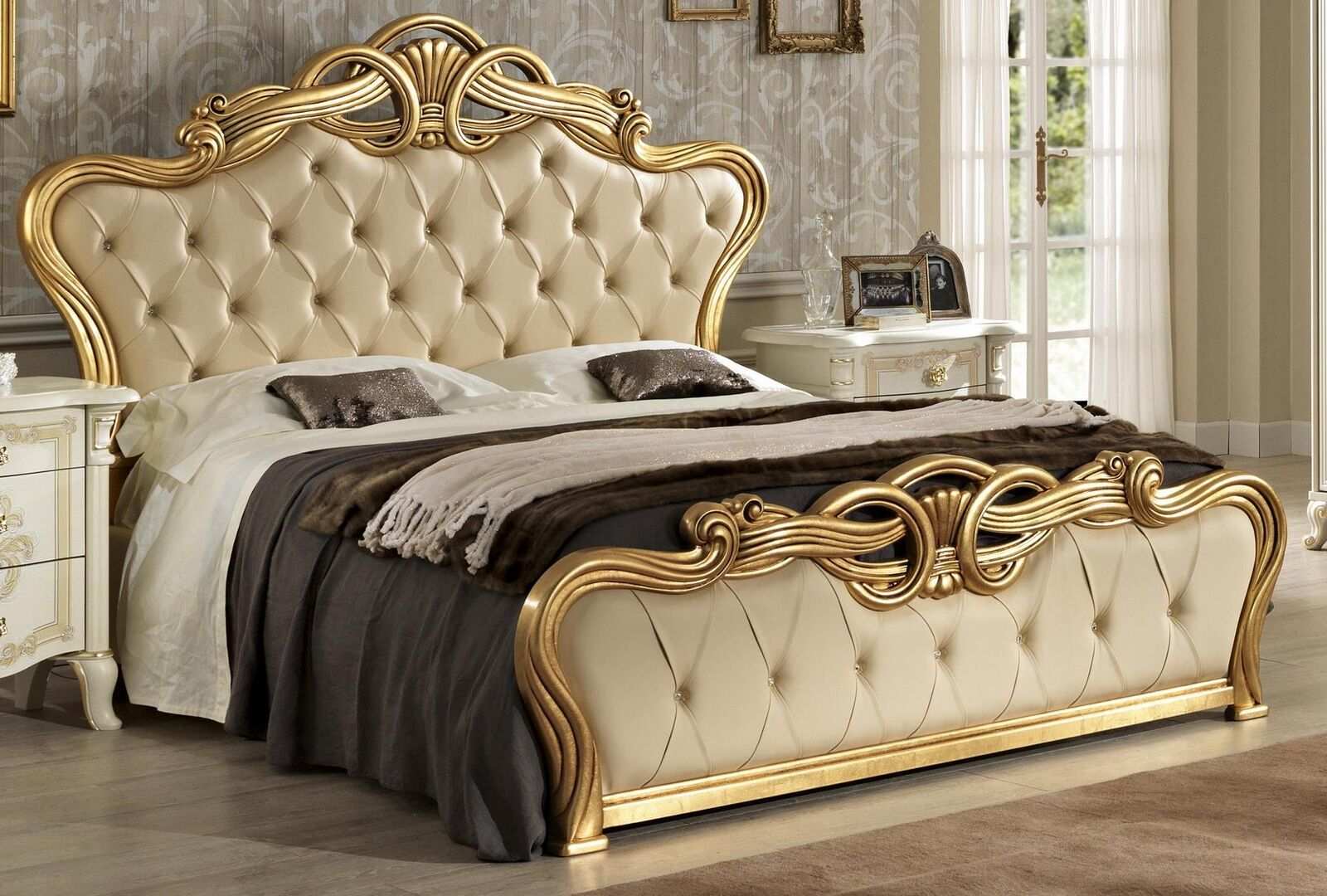 Chesterfield bed furniture baroque gold beds furniture golden double bed design new