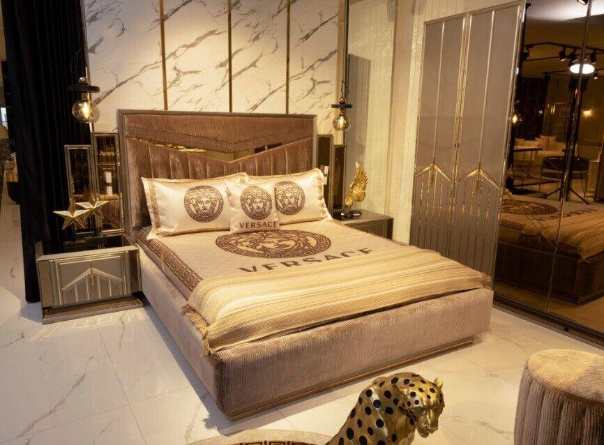 Bedroom bed 2x bedside tables luxury bed set complete design furniture 3 pieces.