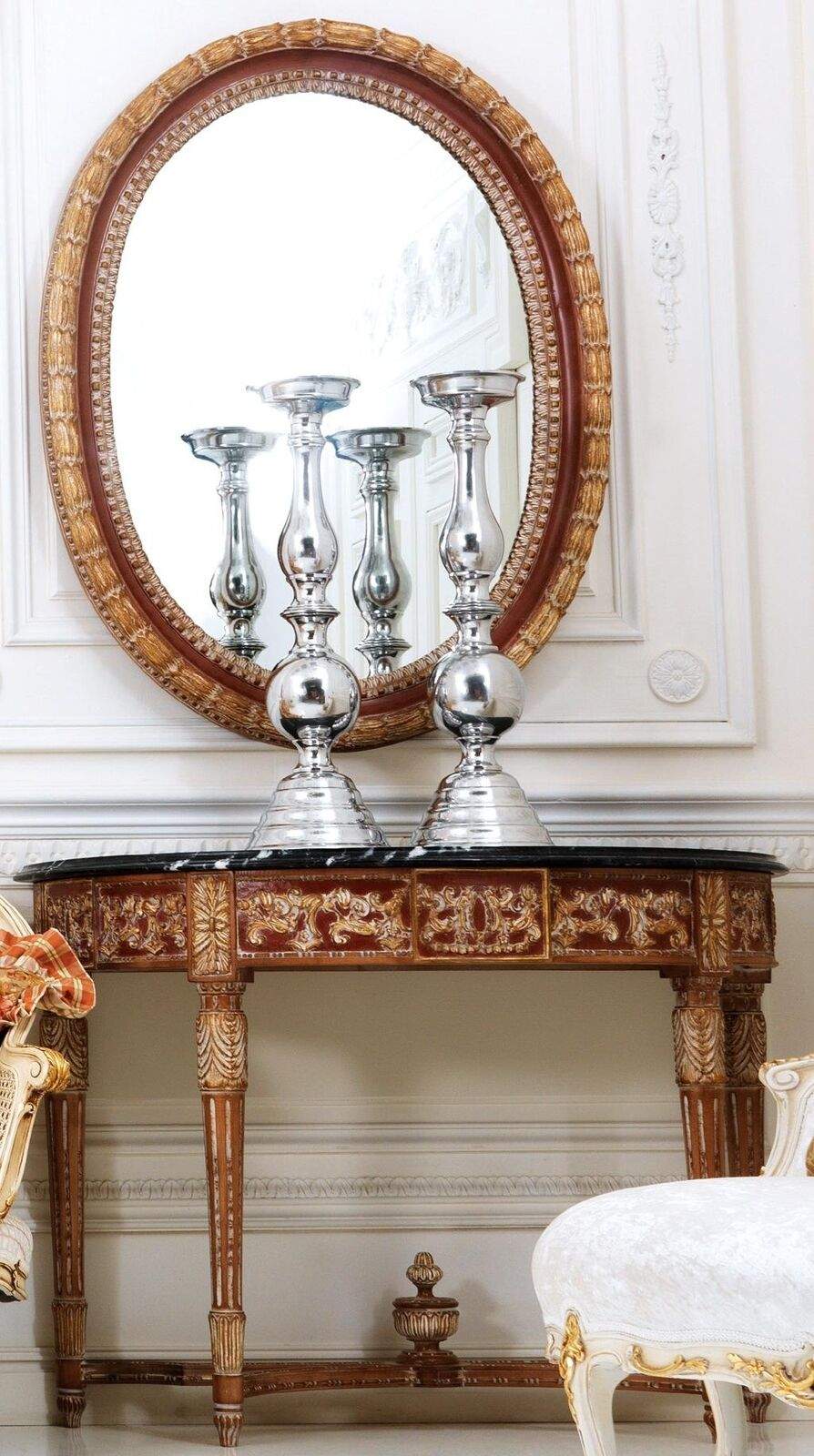 Wood Italian furniture set of 2 furniture style baroque console table with mirror new