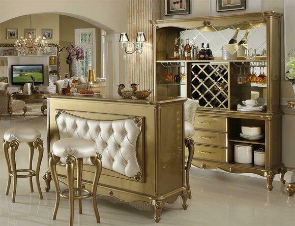 Complete bar 4-piece set bar table 2x bar stool cabinet baroque rococo set