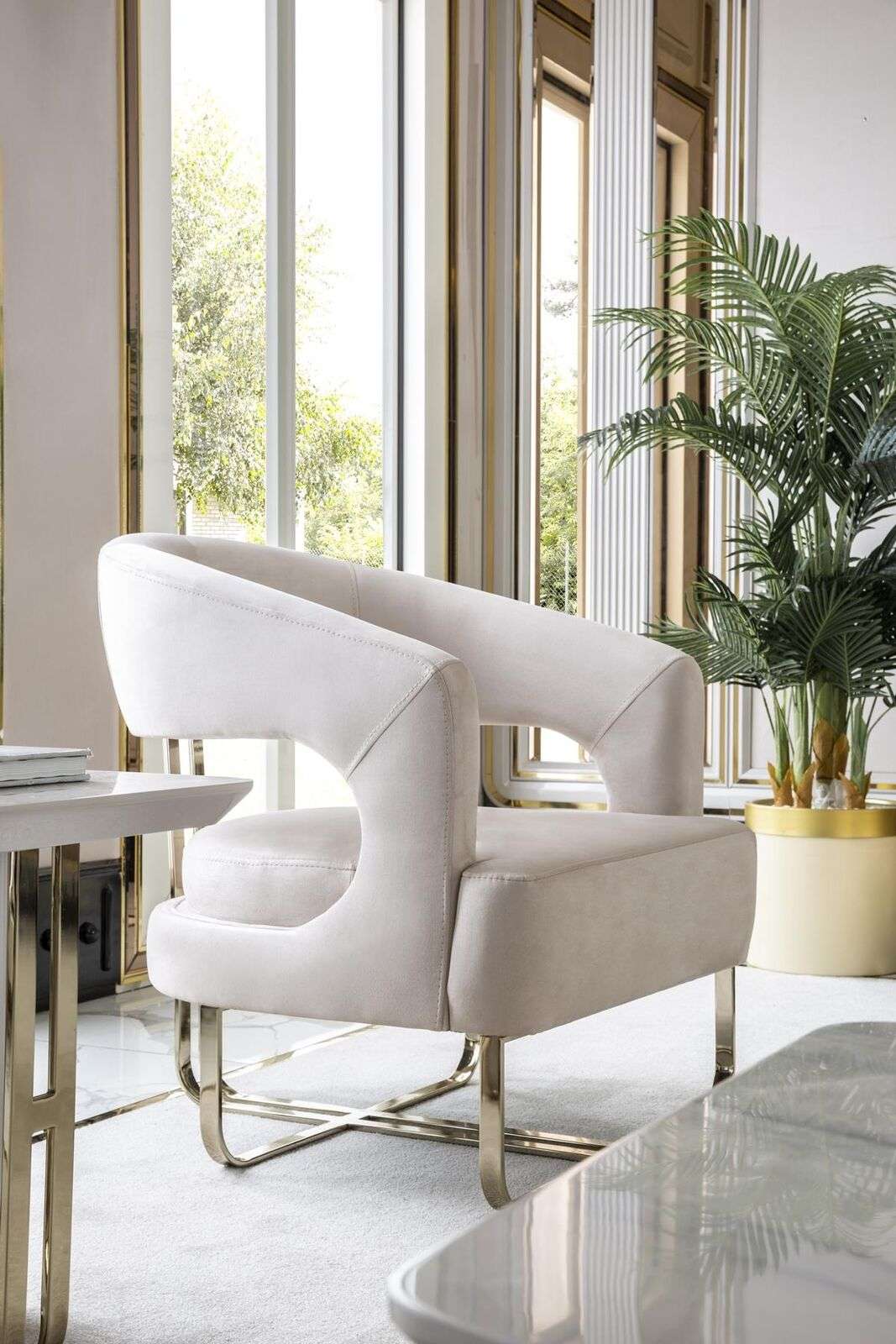 Armchair beige living room design elegant furniture modern 1 seater armchair beautiful new