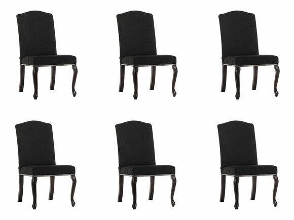 6x Chesterfield design upholstered chair set chairs textile seat complete set