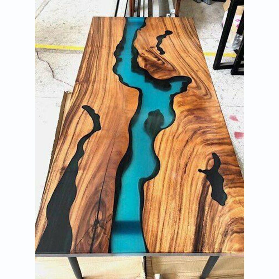 Modern tables dining table design table resin sea river furniture 220x90 epoxy ocean