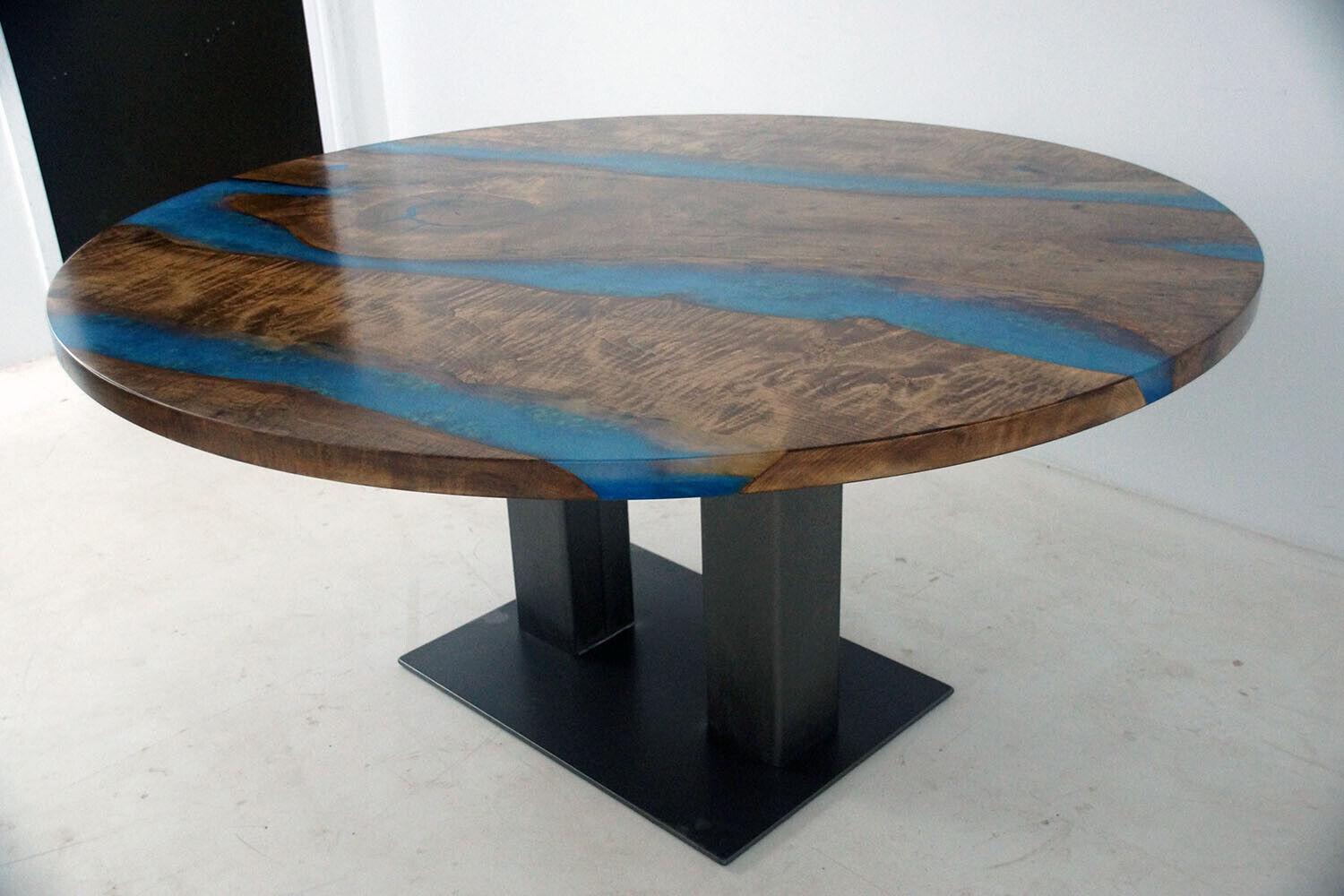 Solid Dining Table Round Table Epoxy Resin Furniture Waterfall River Tables Furniture