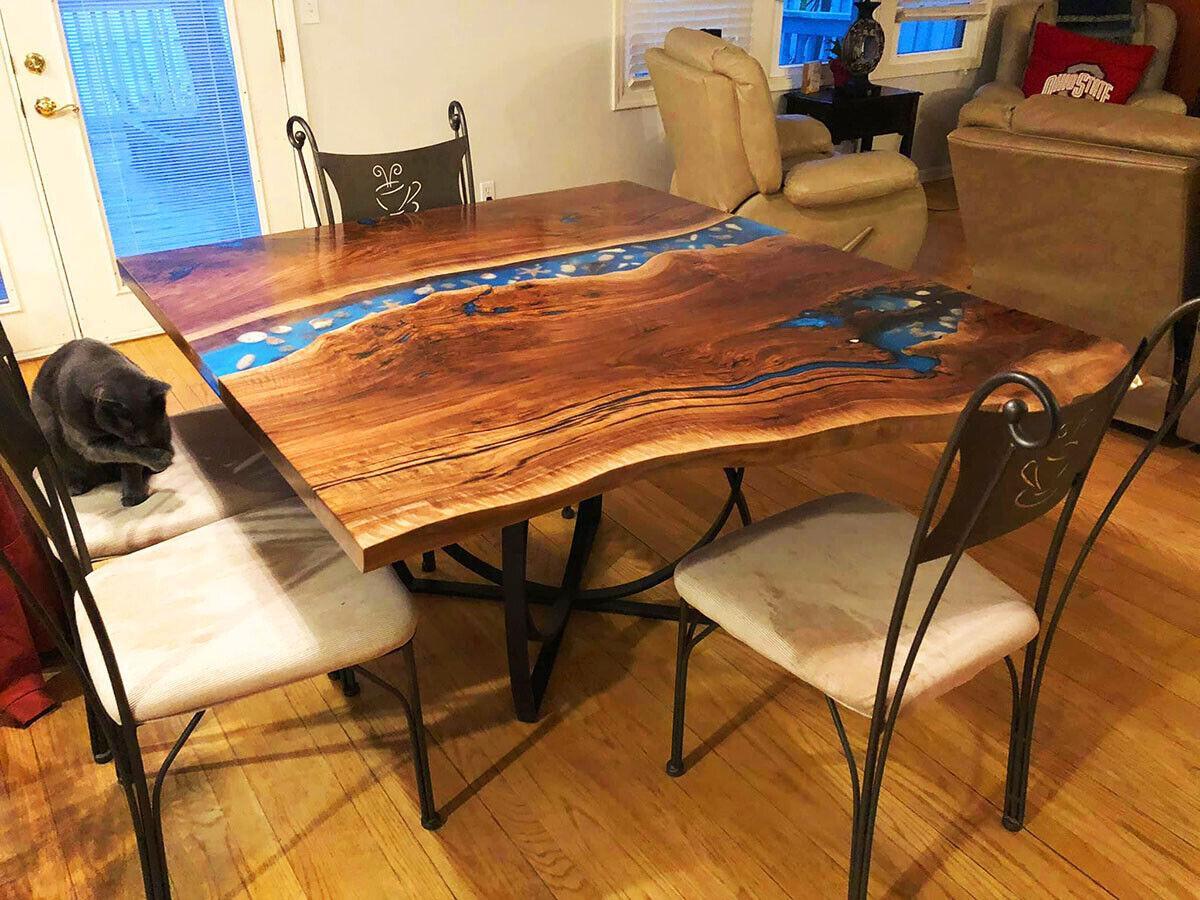 Custom made table Epoxy resin Epoxy Resin River Real wood Price 1sqm tables