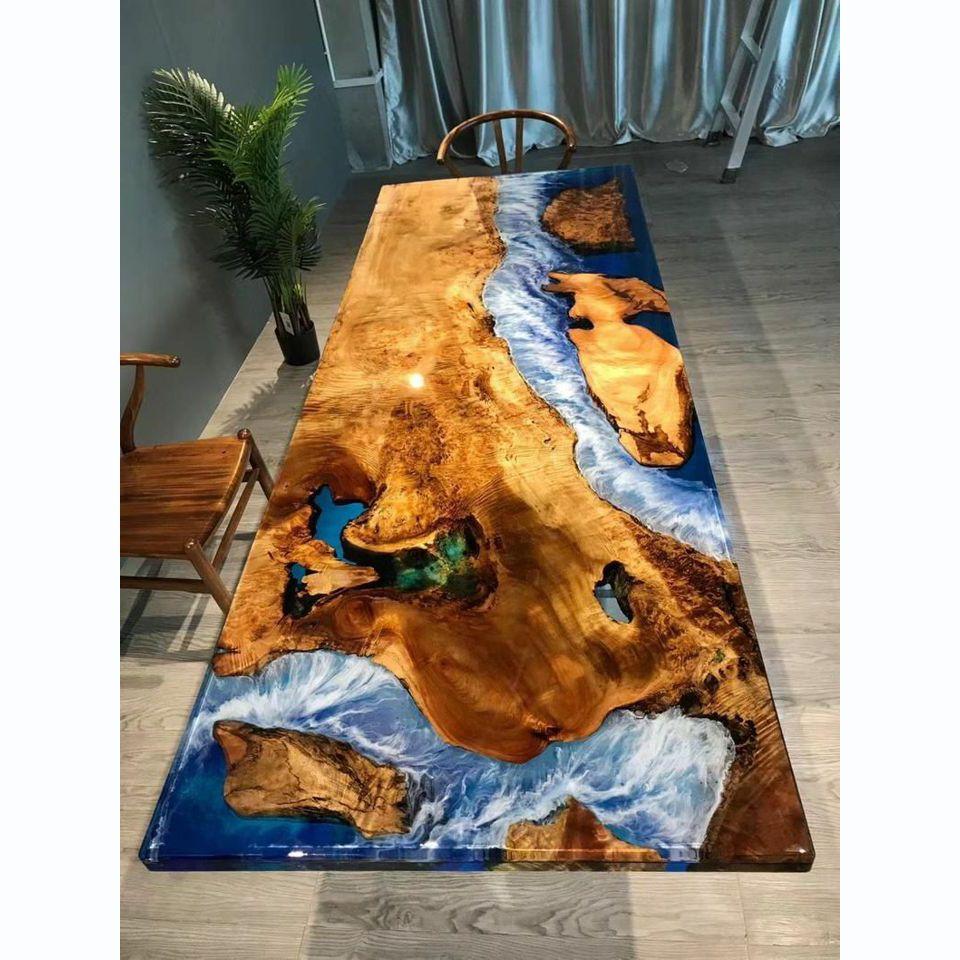 Dining table design table resin Modern tables sea river furniture 220x90 epoxy ocean