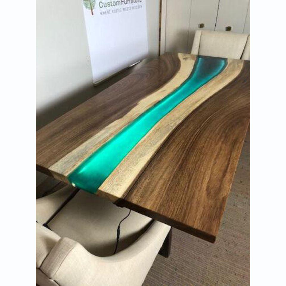 Epoxy resin dining table real solid wood furniture waterfall epoxy table 240x100 New