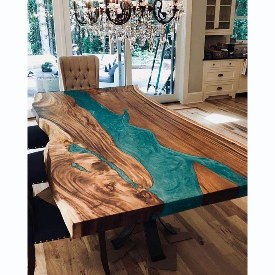 dining table epoxy resin real wood solid furniture epoxy table casting resin waterfall