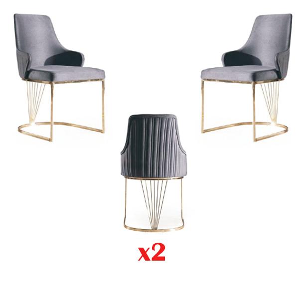 Chair 2x Dining Room Upholstered Chair Metal Lounge Design Furniture