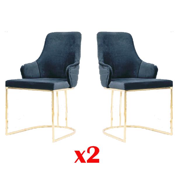 Designer Furniture 2x Chair Gold Living Room Wood Chairs Italian Style