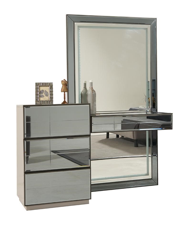 Dressing Table Chest with Mirror Console Chests of Drawers Wood Modern Bedroom