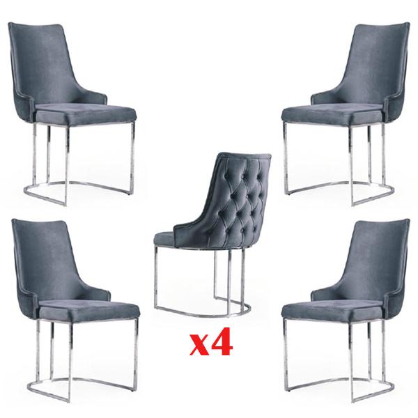 Set 4x Chairs Modern Upholstery Design Chair Group Wood Dining Chair