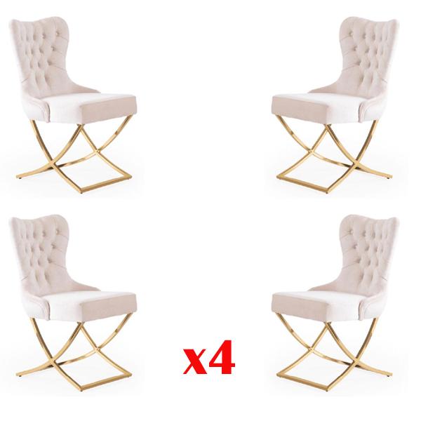 Dining Chair Kitchen Dining Chairs Textile Set 4x Stainless Steel Chair