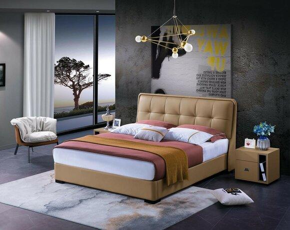 Design Bedroom 3pcs Bed 2x Bedside Table Classic Luxury Bed Set Furniture