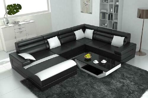 Corner sofa with USB living area XXL big couch upholstery set corner couches U-shape