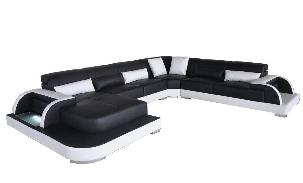 Leather sofa with USB living area corner set design modern sofas U-shape couches