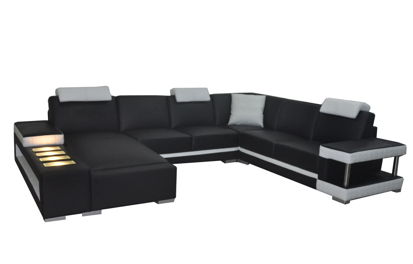 Designer Leather Upholstered Corner Sofa with USB Upholstery Corner Landscape Room Big Leather