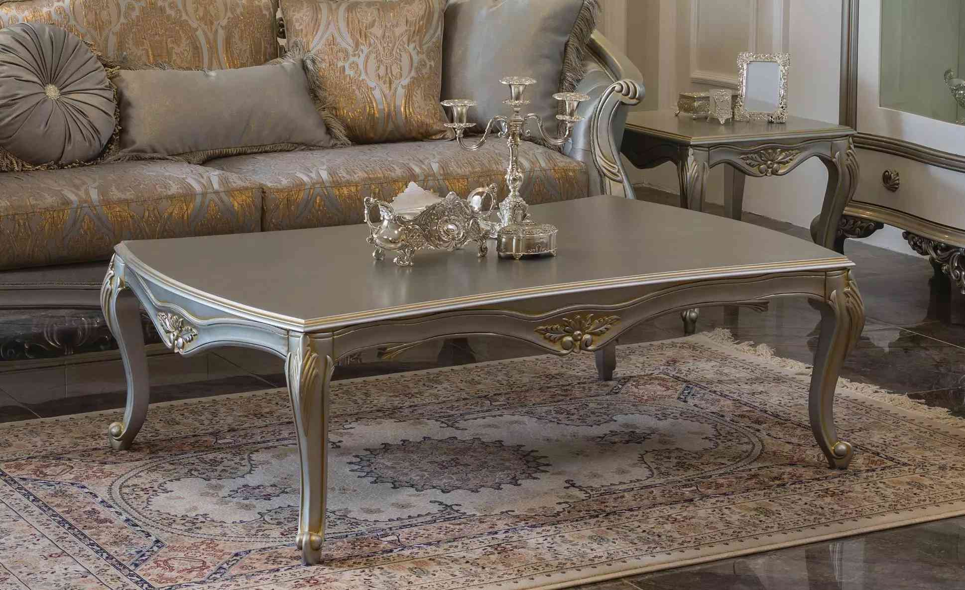 Luxury Coffee Table Classic Coffee Tables Gold Silver Table Wood