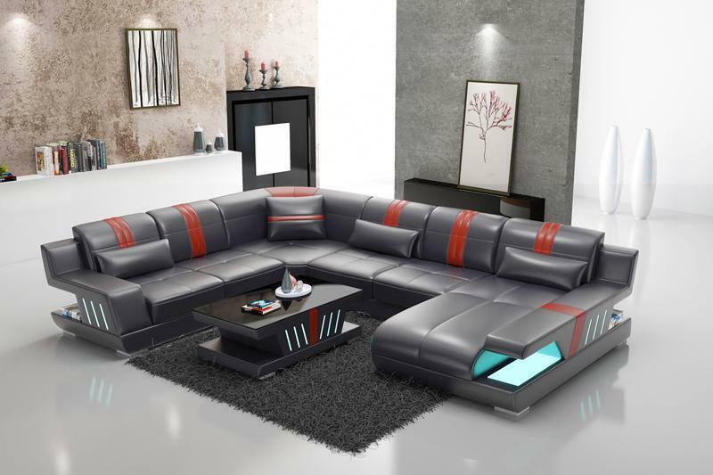 Corner sofa living area sofa couch U shape upholstery couches leather design illuminated