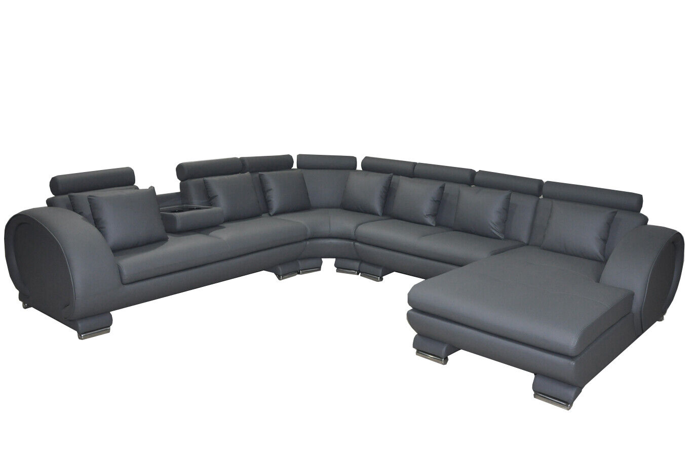 Corner leather sofa + USB couch upholstery seat living area design XXL U-shape set