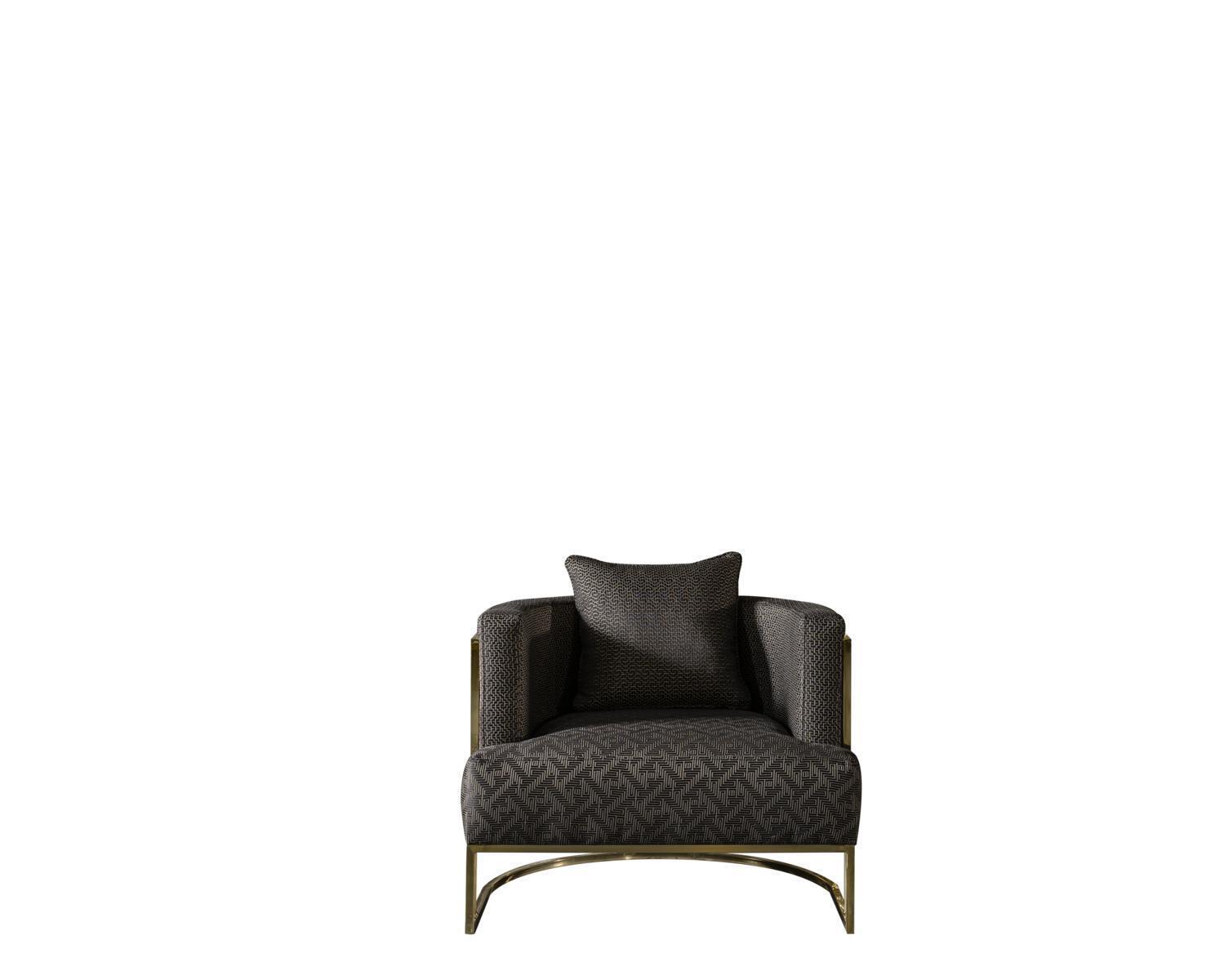 Armchair Black Luxury Upholstery Fabric 1 Seater Upholstery Modern Furniture Living Room