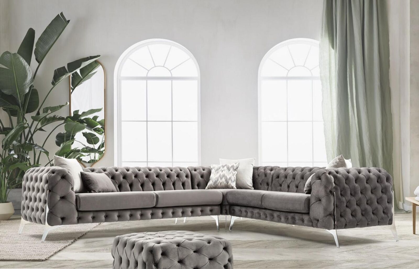 Gray Chesterfield upholstered sofa corner sofa set upholstery luxury corner sofas new