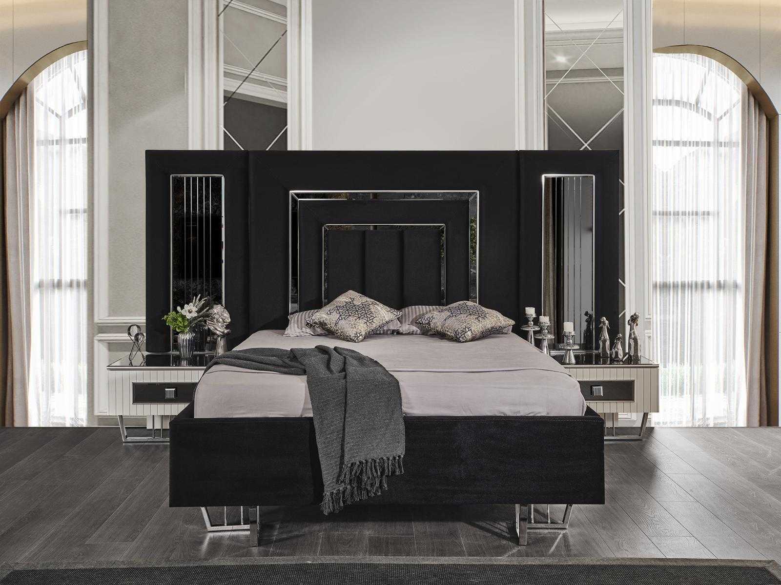 Bedroom bed 2x bedside tables luxury bed set complete design furniture 3 pieces.