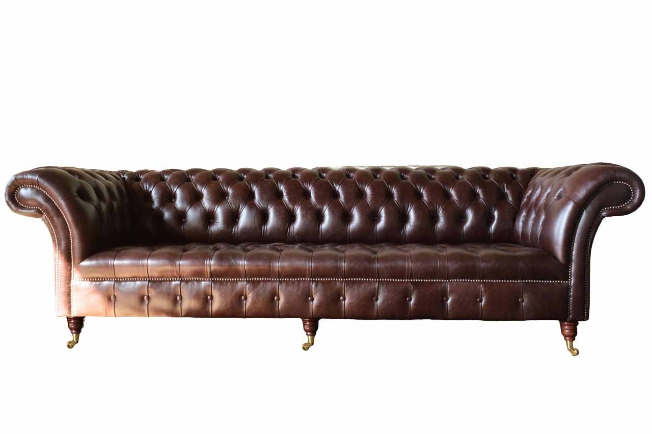 Sofa Chesterfield Couch Upholstery Seat Leather Couchen Brown Designer New